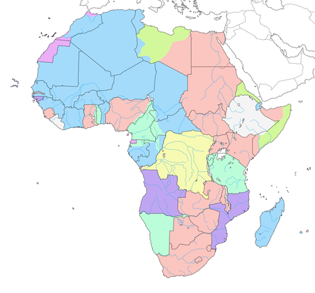 Countries of Africa in 1914 on a Map